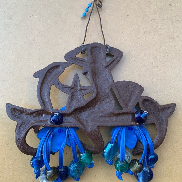 Mermaid, Dolphins & Blue Anemones Sun Catcher Mobile with Foiled Blown Glass - Picture 6 of 13